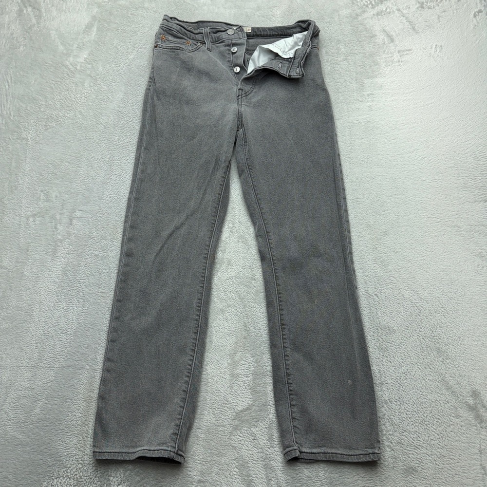 Levi's Wedgie Straight Jeans Womens 29 Grey Denim Button Fly High Rise